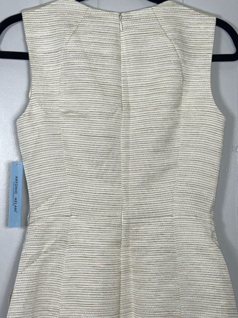 Antonio Melani Elda Textured Ivory Sleeveless Faux Wrap Sheath Pockets Dress 2 - Picture 8 of 8